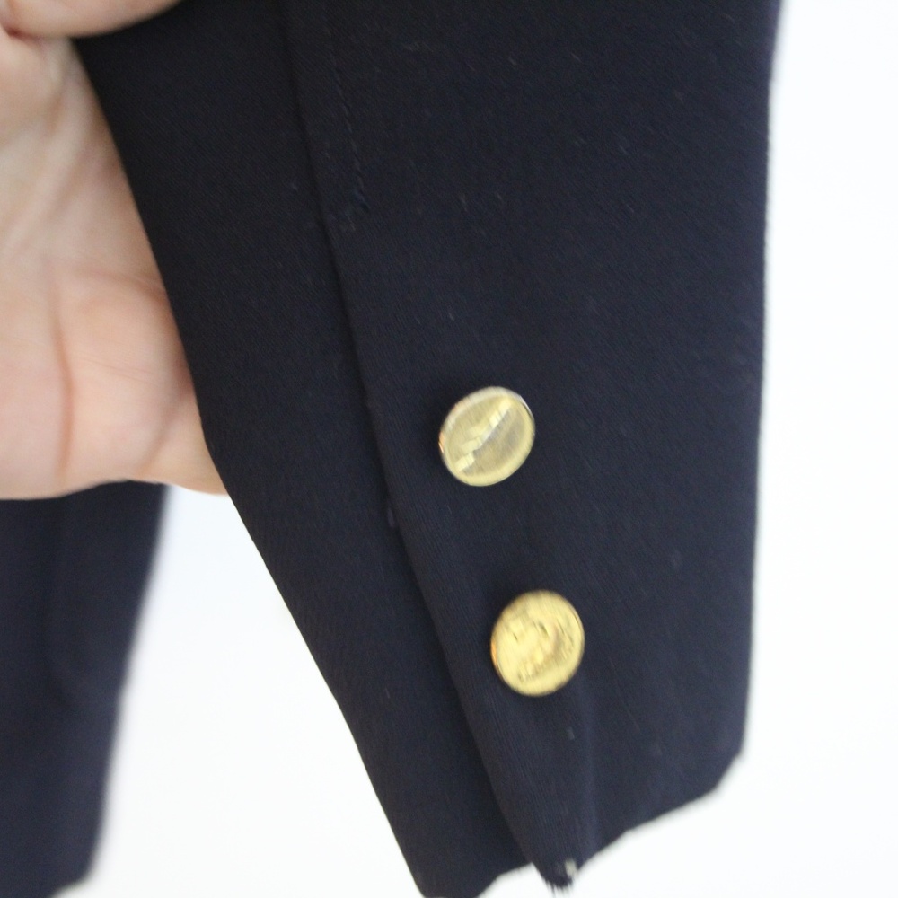 Black men's sports coat with metal fish buttons. - Picture 8 of 8